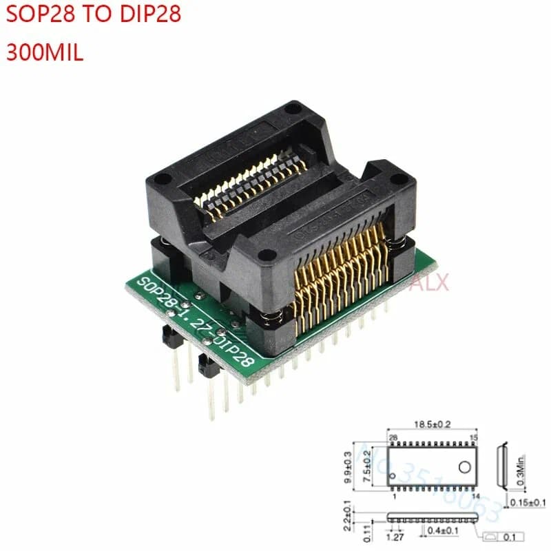 Адаптер для программатора SOP28-DIP28 (SOIC28-DIP28)